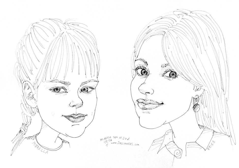 Portrait-caricature of “MARELLA  & ERIKA”, life drawing from live models